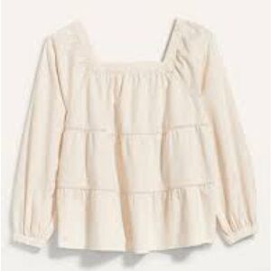 Old Navy Square-Neck Tiered Ecru-Wash Jean Swing Top